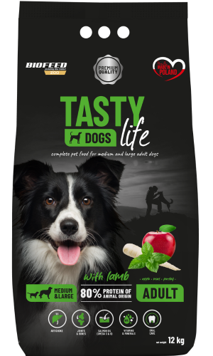 BioFeed Tasty Dogs Life Sucha Karma dla psów 12kg MediumLarge Jagnięcina.png