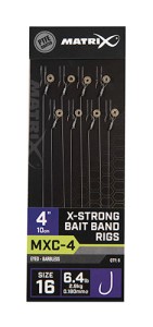 Matrix Haczyki z Przyponem MXC-4 X-Strong Bait Band Rigs 4"/10cm roz.16 Bezzadziorowe