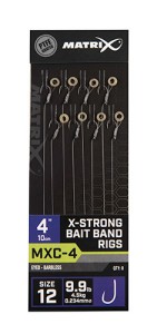 Matrix Haczyki z Przyponem MXC-4 X-Strong Bait Band Rigs 4"/10cm roz.12 Bezzadziorowe  