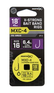 Matrix Haczyki z Przyponem MXC-4 X-Strong Bait Band Rigs 18"/45cm roz.16 Bezzadziorowe