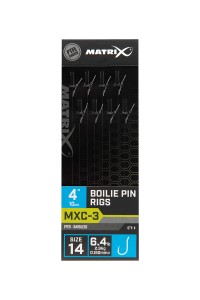 Matrix Haczyki z Przyponem MXC-3 Boilie Pin Rigs 4"/10cm roz.14 Bezzadziorowe 