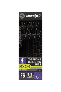 Matrix Haczyki z Przyponem MXC-4 X-Strong Boilie Pin Rigs 4"/10cm roz.12 Bezzadziorowe 
