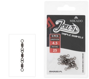 Mikado Krętlik Jaws Triple Swivels 4,5cm 25kg 5szt 