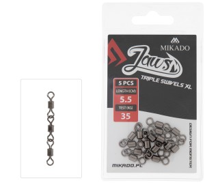 Mikado Krętlik Jaws Triple Swivels XL 5,5cm 35kg 5szt 